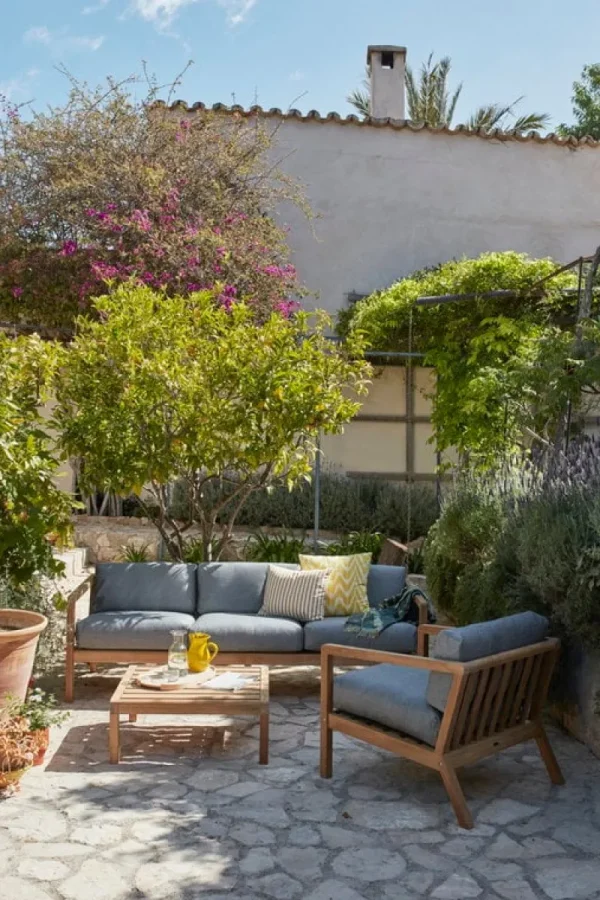 Skagerak Terrassenmöbel^Virkelyst 2 Sitzer-Sofa, Teak – aschgrau