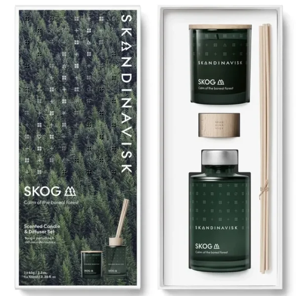 ferm LIVING Kerzen Und Kerzenhalter-Skandinavisk Duftkerzen- und Duftdiffusorenset, SKOG