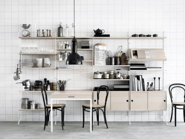 String Furniture Schreibtische Und Raumtrenner | Regale^Klapptisch String, Esche – weiß