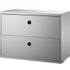 Muuto Regale-String Furniture Kommode String mit 2 Schubladen, 58 x 30 cm, grau