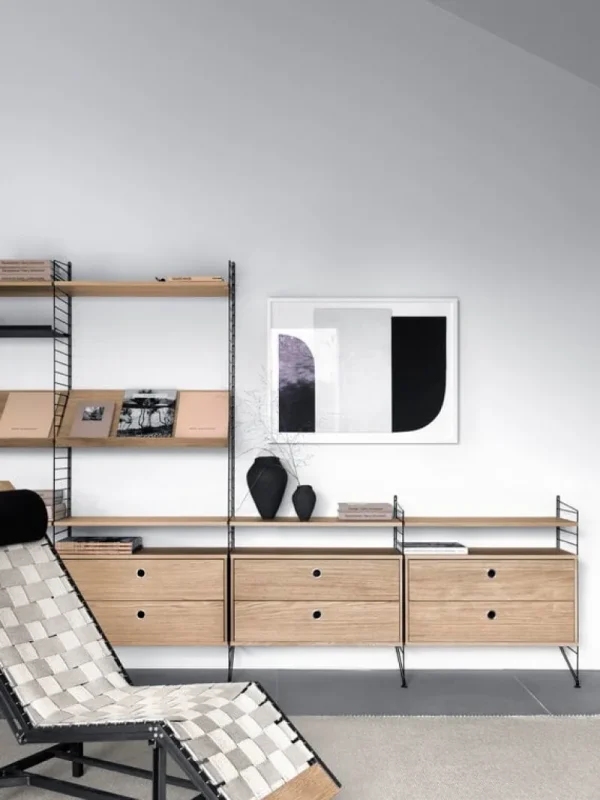 String Furniture Regale-Kommode String mit 2 Schubladen, 58 x 30 cm, Eiche