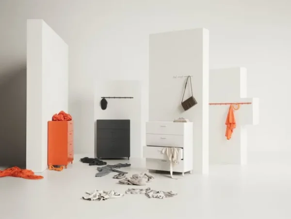 String Furniture Aufbewahrungsmöbel | Aufbewahrungsmöbel^Relief Kommode mit Beinen, breit, Orange