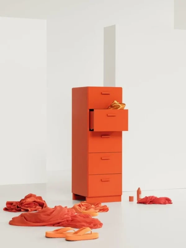 String Furniture Aufbewahrungsmöbel | Aufbewahrungsmöbel^Relief Kommode mit Beinen, hoch, Orange