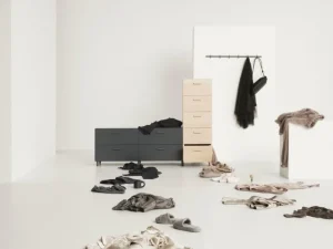 String Furniture Aufbewahrungsmöbel | Aufbewahrungsmöbel^Relief Kommode mit Beinen, niedrig, Grau