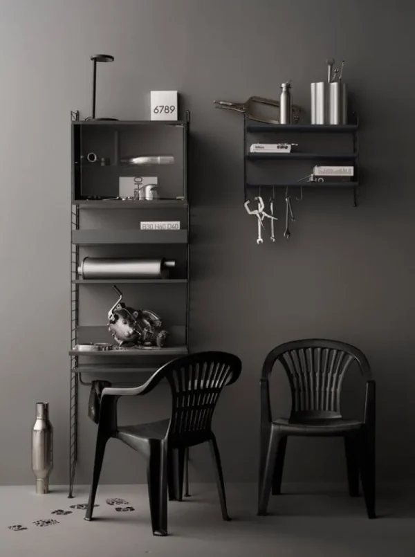 String Furniture Regale-String Haken für Metallregal, 5er-Set, dunkelgrau
