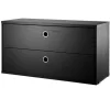 String Furniture Regale-String Kommode mit 2 Schubladen, 78 x 30 cm, schwarz gebeizte Es