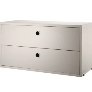 String Furniture Regale-String Kommode mit 2 Schubladen, 78 x 30 cm, beige