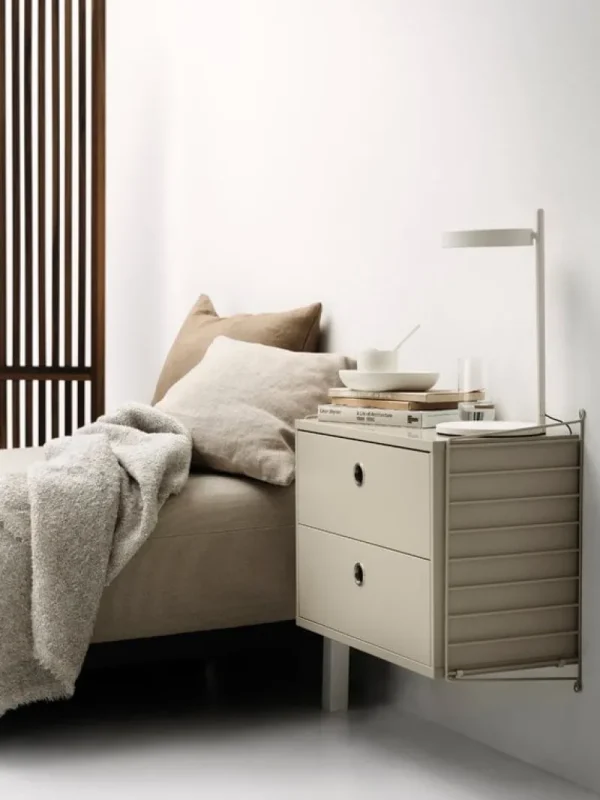 String Furniture Regale-String Kommode mit 2 Schubladen, 58 x 30 cm, beige