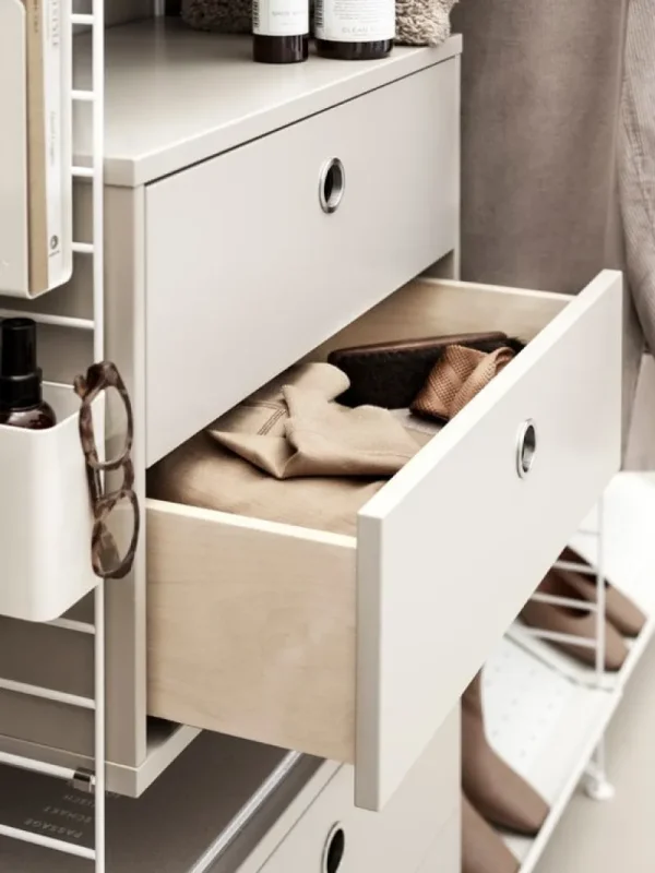 String Furniture Regale-String Kommode mit 2 Schubladen, 58 x 30 cm, beige