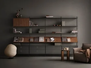 String Furniture Regale-String Kommode mit 2 Schubladen, 78 x 30 cm, dunkelgrau
