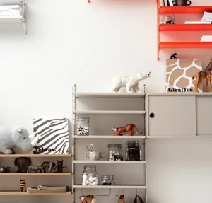 ferm LIVING Regale-String Furniture String Metallregal, 78 x 30 cm, niedrig, Beige