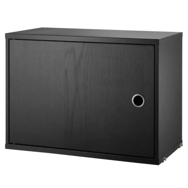 String Furniture Regale-String Schrank mit Flügeltür, 58 x 30 cm, Esche gebeizt, Schwarz
