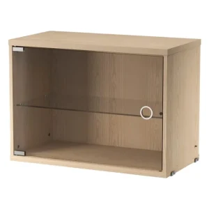 String Furniture Regale-String Vitrinenschrank mit Glasflügeltür, 58 x 30 cm, Esche