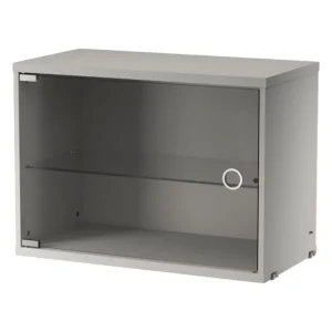 Woud Regale-String Furniture String Vitrinenschrank mit Glasflügeltür, 58 x 30 cm, Grau