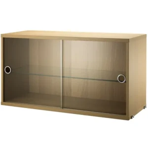 String Furniture Regale-String Vitrine mit Schiebetüren aus Glas, 78 x 30 cm, Eiche
