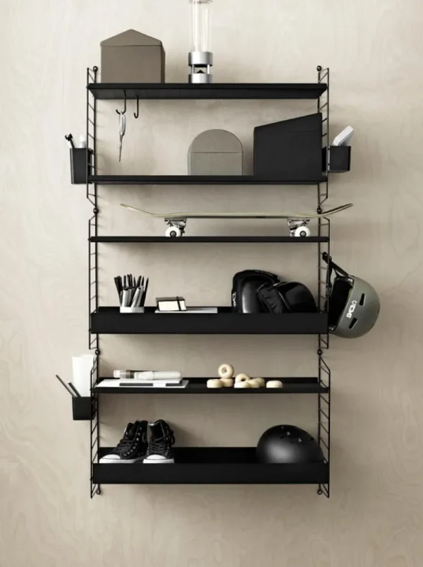 Muuto Regale-String Furniture String-Metallregal, 58 x 30 cm, niedrig, schwarz