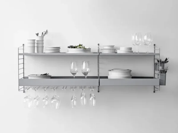 Muuto Regale-String Furniture String-Metallregal, 78 x 30 cm, hoch, grau