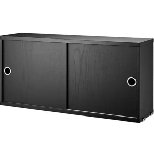 String Furniture Regale-String-Schrank, 78 x 20 cm, Esche schwarz gebeizt