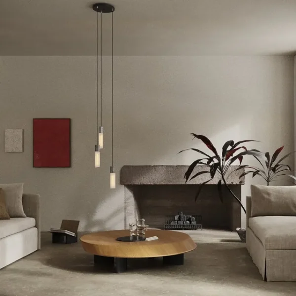 Tom Dixon Deckenleuchten-Tala Basalt Triple Pendelleuchte, Edelstahl