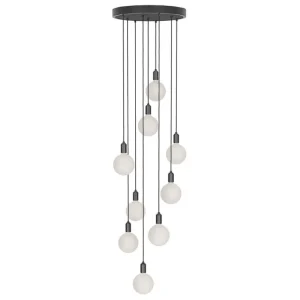 Verpan Deckenleuchten-Tala Graphite Nine Pendelleuchte mit Sphere IV Glühbirnen