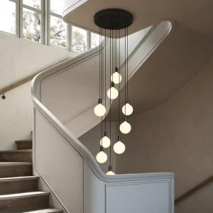 Verpan Deckenleuchten-Tala Graphite Nine Pendelleuchte mit Sphere IV Glühbirnen