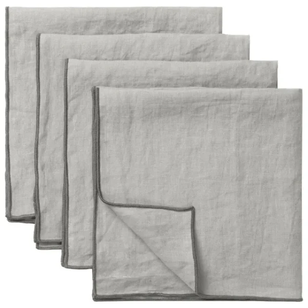 Tameko Tischwäsche | Tischwäsche^Merrow-Serviette, 50 x 50 cm, 4er-Set, Dunkelgrau