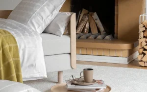 &Tradition Sofas Und Liegen-Tapio Anttila Collection ON2 Wood Schlafsofa, Eiche geseift gewachst, Diamonds 007, Grau