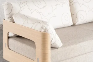 Fredericia Sofas Und Liegen-Tapio Anttila Collection ON2 Wood Schlafsofa, seifenwachsgeölte Eiche - Piirto Unikko - Diamonds 289