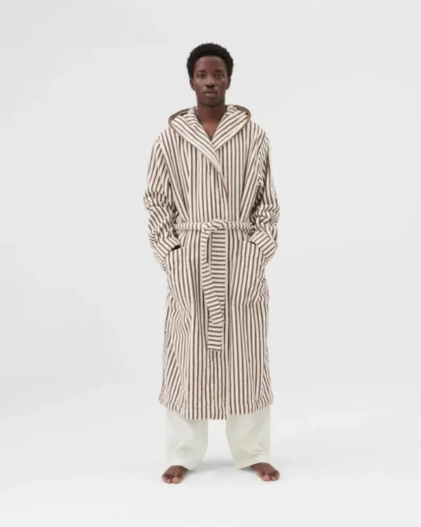 Tekla Badezimmertextilien^Bademantel mit Kapuze, Kodiak Stripes