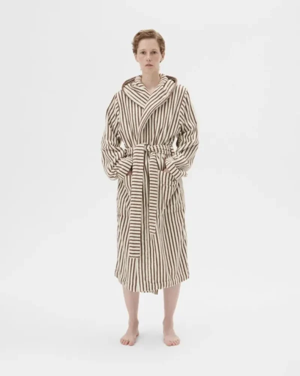 Tekla Badezimmertextilien^Bademantel mit Kapuze, Kodiak Stripes