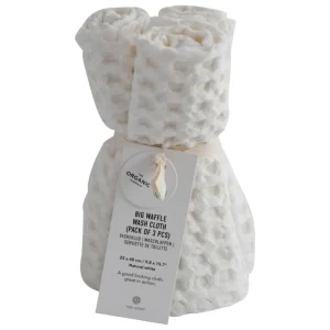 The Organic Company Badezimmertextilien^Big Waffle Minihandtuch, 3 Stück, Naturweiß