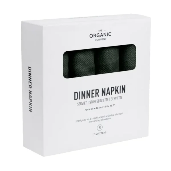 The Organic Company Tischwäsche | Tischwäsche^Dinner Serviette, 4 Stück, Dunkelgrün