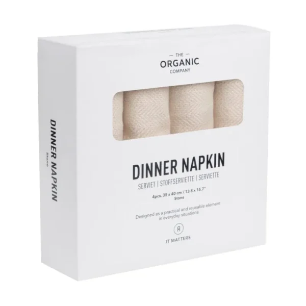 The Organic Company Tischwäsche | Tischwäsche^Dinner Serviette, 4 Stück, Stein