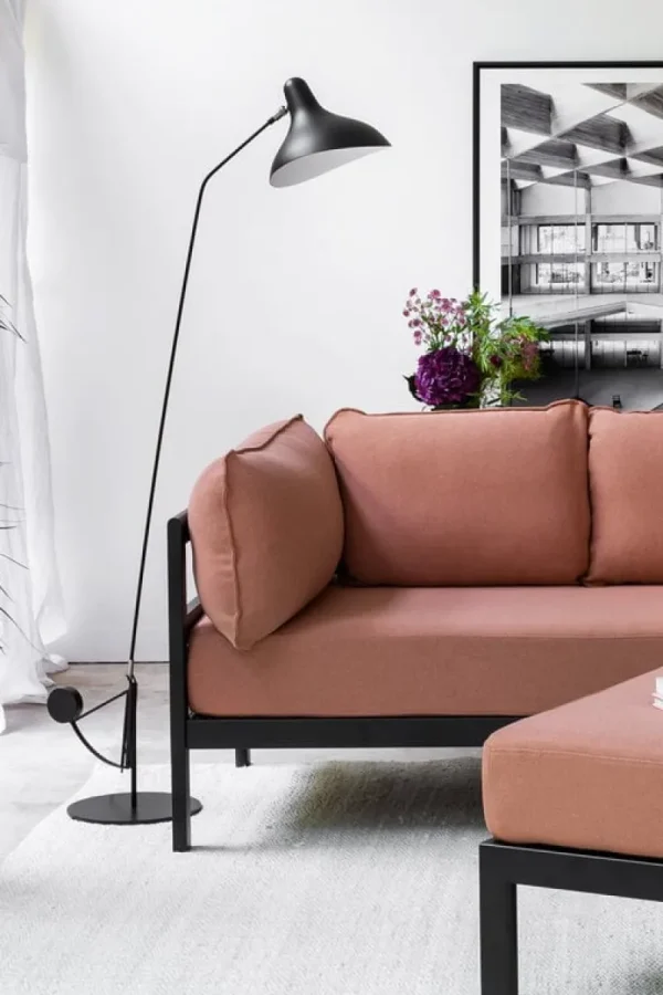 Audo Copenhagen Sofas Und Liegen-TIPTOE Easy Ottomane, Graphitschwarz - Vintage-Rosa