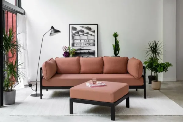 Audo Copenhagen Sofas Und Liegen-TIPTOE Easy Ottomane, Graphitschwarz - Vintage-Rosa
