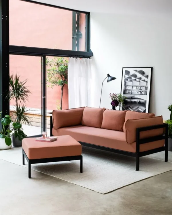 TIPTOE Sofas Und Liegen-Easy 3-Sitzer-Sofa, Graphitschwarz - Vintage-Rosa