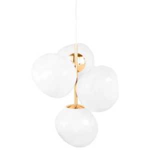 Secto Design Deckenleuchten-Tom Dixon Melt Chandelier Mini Pendelleuchte, LED, Opal - Gold