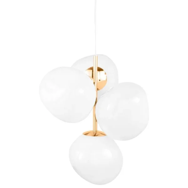 Secto Design Deckenleuchten-Tom Dixon Melt Chandelier Mini Pendelleuchte, LED, Opal - Gold