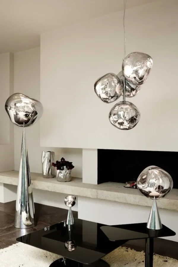 Bomma Deckenleuchten-Tom Dixon Melt Chandelier Mini Pendelleuchte, LED, silber
