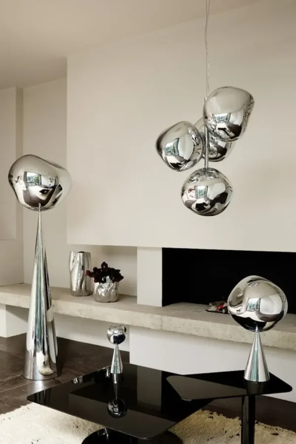 Bomma Deckenleuchten-Tom Dixon Melt Chandelier Mini Pendelleuchte, LED, silber