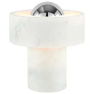 Artemide Tischlampen | Tragbare Lampen-Tom Dixon Stone tragbare LED-Tischleuchte, weißer Marmor - silber