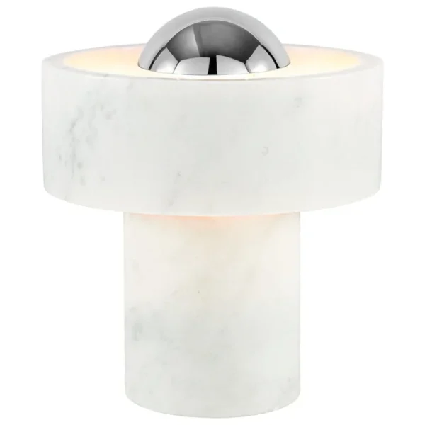 Artemide Tischlampen | Tragbare Lampen-Tom Dixon Stone tragbare LED-Tischleuchte, weißer Marmor - silber