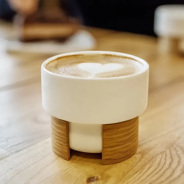 Tonfisk Design Geschirr^Cappuccinotasse Warm, 1,6 dl, 2er-Set, Weiß -Eiche