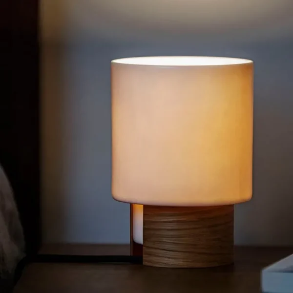 Flos Tischlampen-Tonfisk Design Ilta Tischleuchte, 18 cm, Weiß - Walnuss
