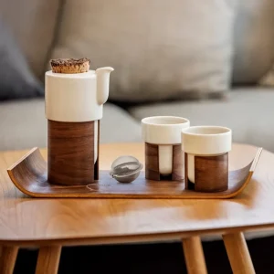 Tonfisk Design Karaffen Und Krüge^Teekanne Warm, 6 dl, Weiß - Nussbaum, Korkdeckel