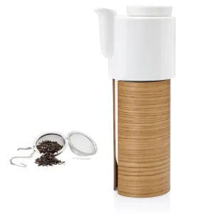 Tonfisk Design Karaffen Und Krüge^Warm Stövchen 1,1 L, Weiß - Eiche, Keramikdeckel