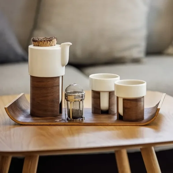 Tonfisk Design Geschirr^Warm Tasse, 2,4 dl, 2 Stück, Weiß - Walnuss