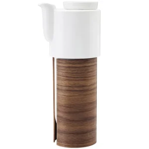 Tonfisk Design Karaffen Und Krüge^Warm Teekanne 1,1 L, Weiß - Nussbaum, Keramikdeckel