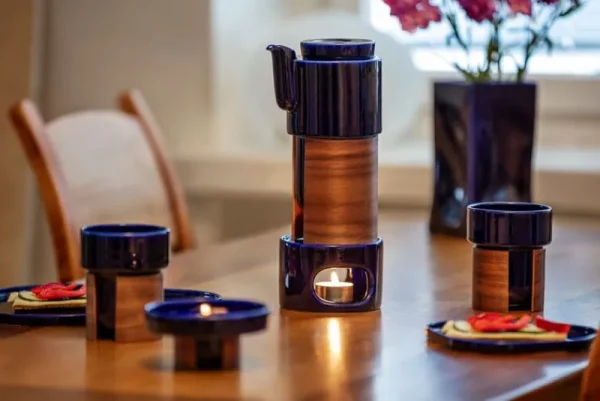 Tonfisk Design Karaffen Und Krüge | Geschirr^Warm Teeservice, Blau - Walnuss, Keramikdeckel
