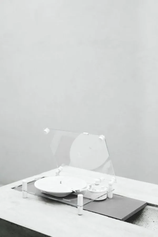 Transparent Unterhaltungselektronik^Turntable, weiß